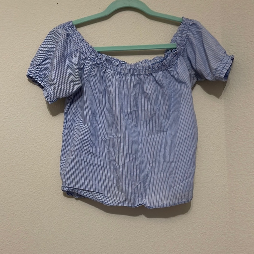 Blue and white stripes. Off the shoulder. Small